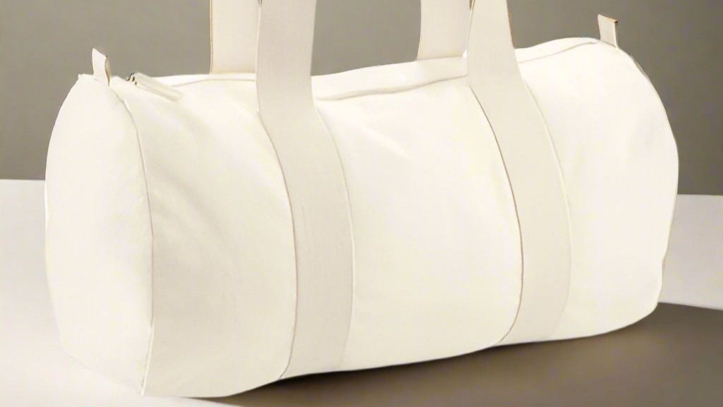 Eco - Friendly Organic Cotton Cream Canvas Barrel Bag - bundled joys co.