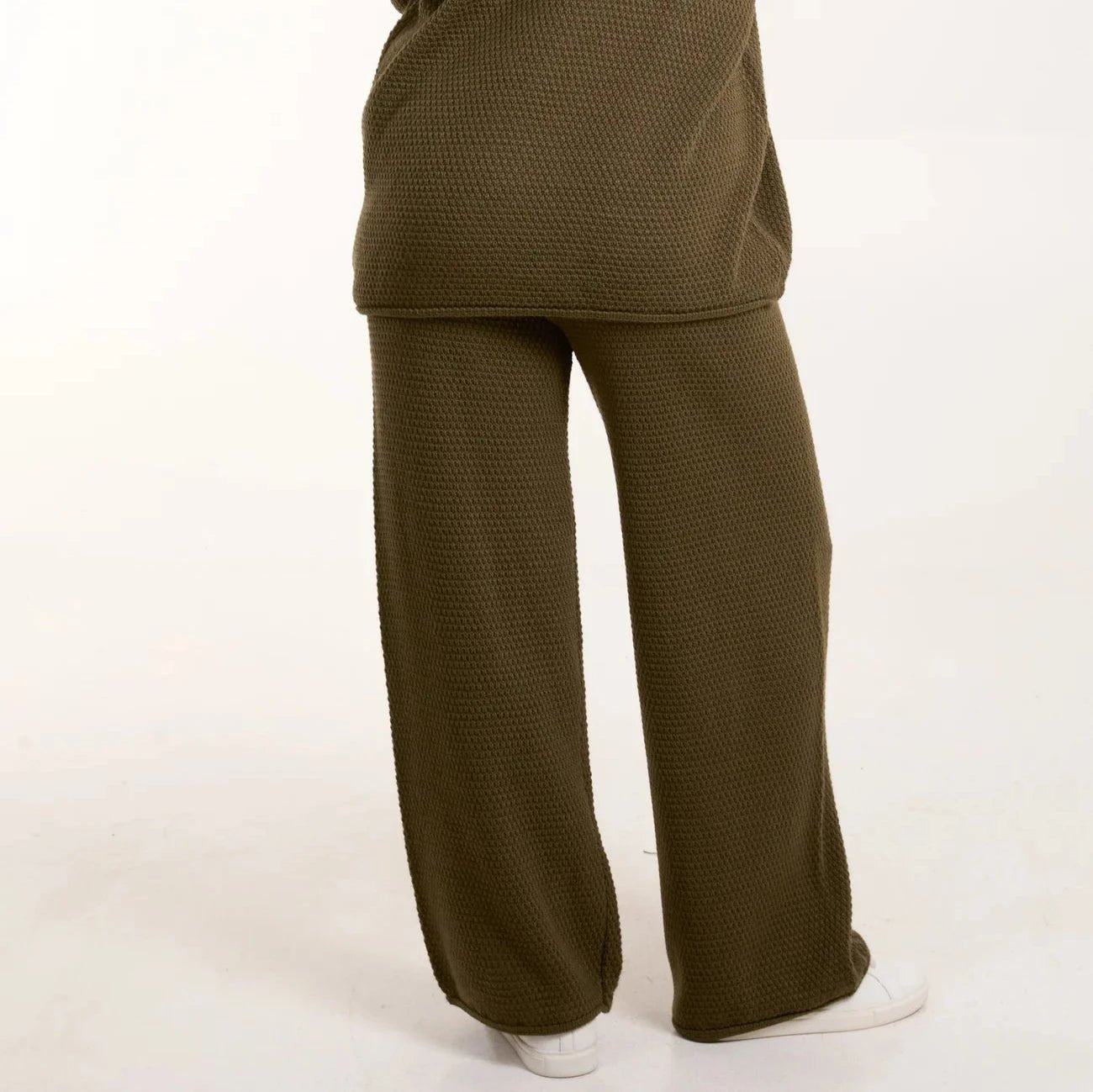 Khaki Knit Button Top and Trouser Set - bundled joys co.