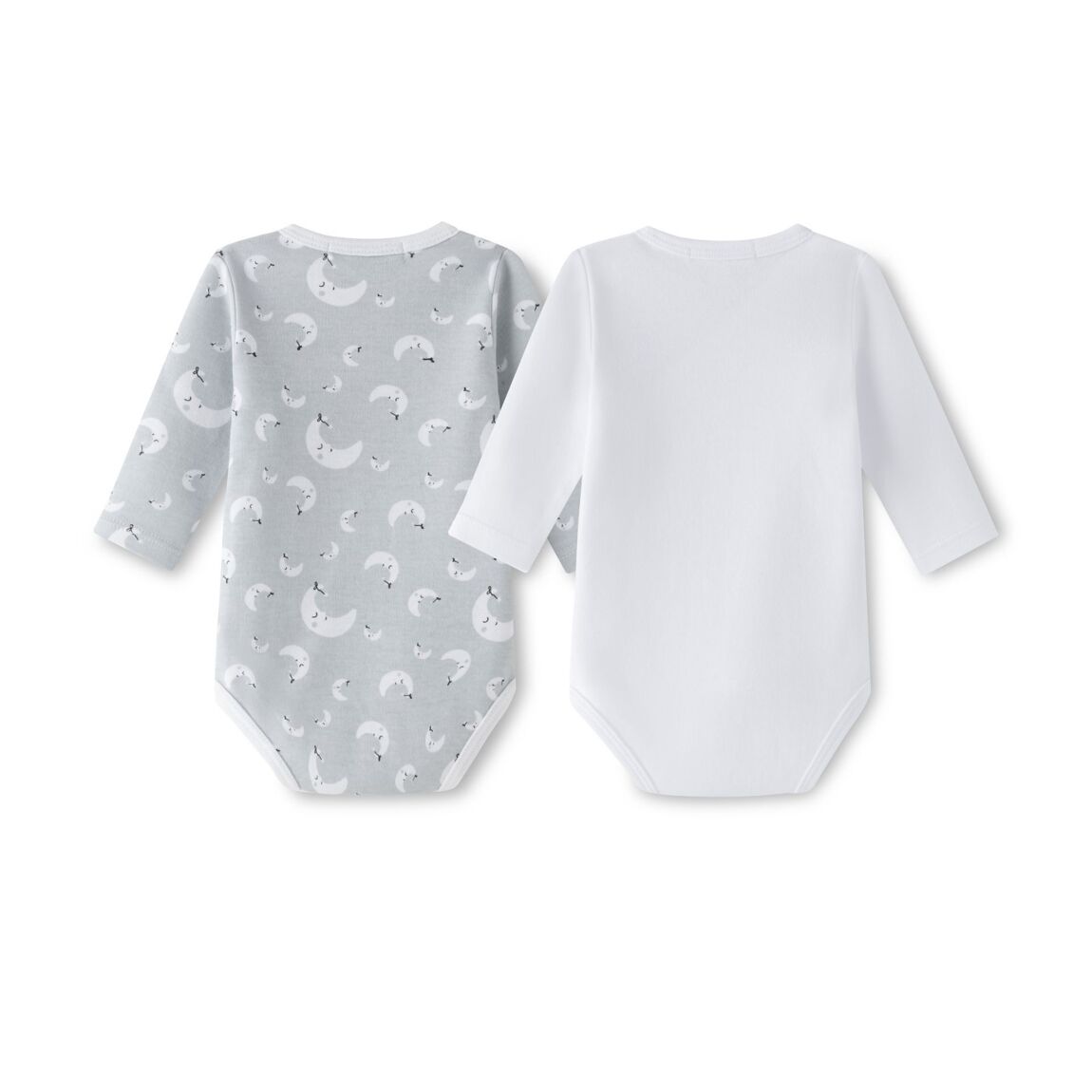 Long Sleeve Footless Baby Bodysuit - Moon - bundled joys co.