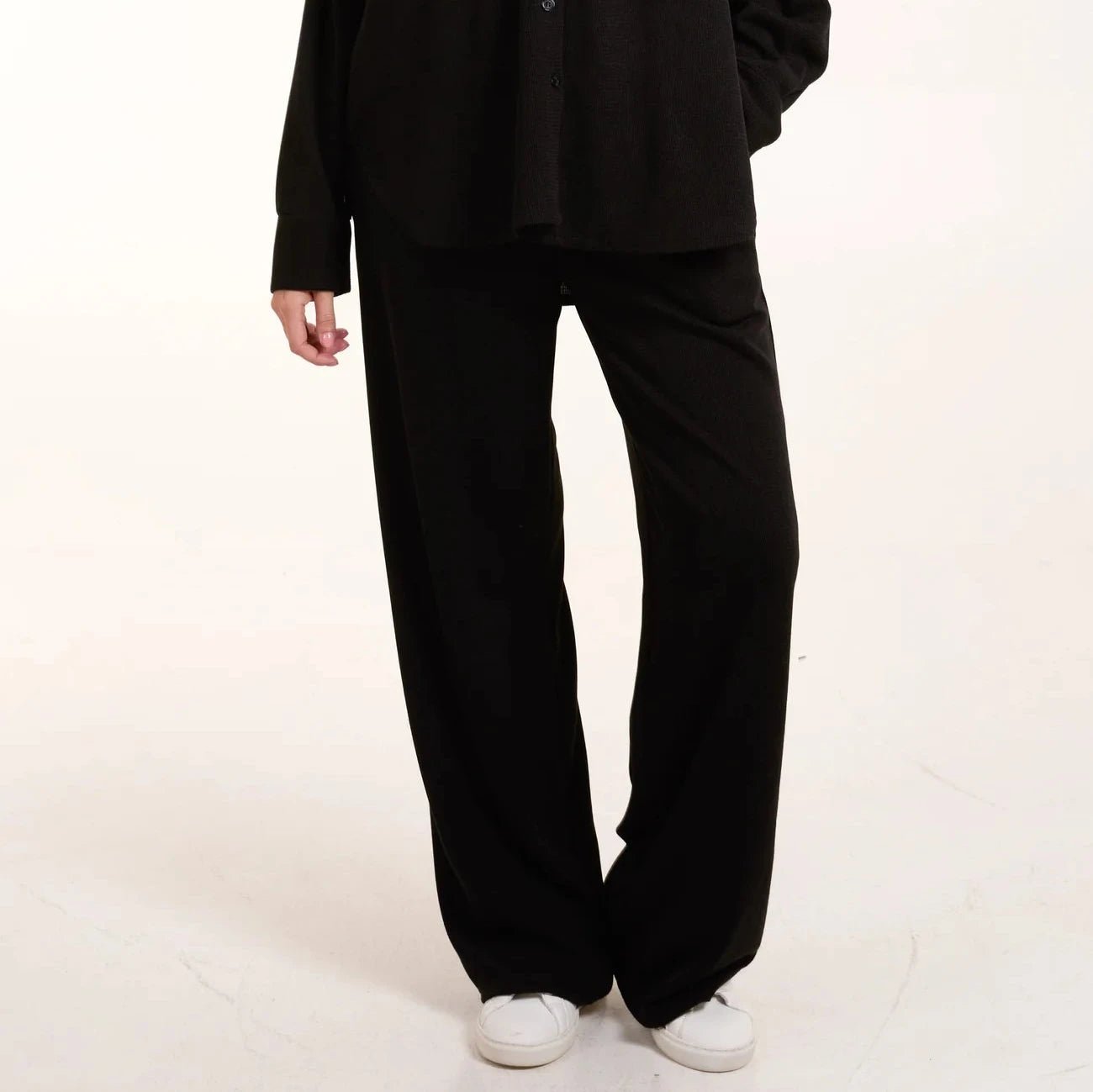 Black Knit Shirt & Trousers Co - Ord - bundled joys co.