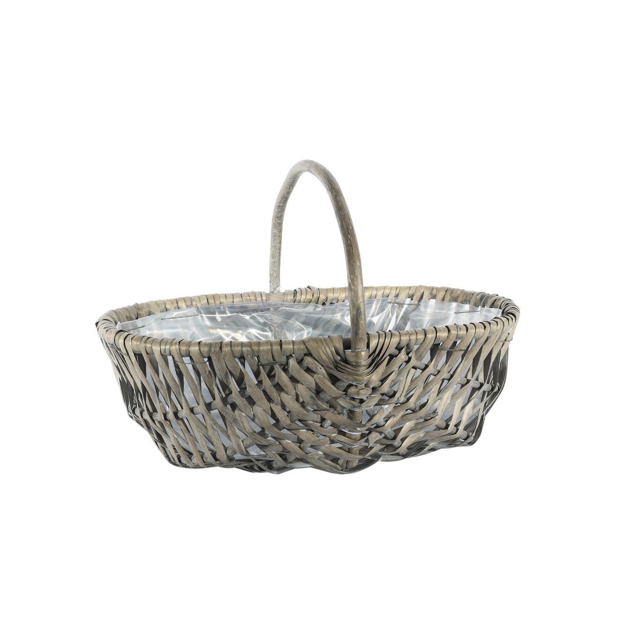 Grey Oval Basket with Handle - bundled joys co.