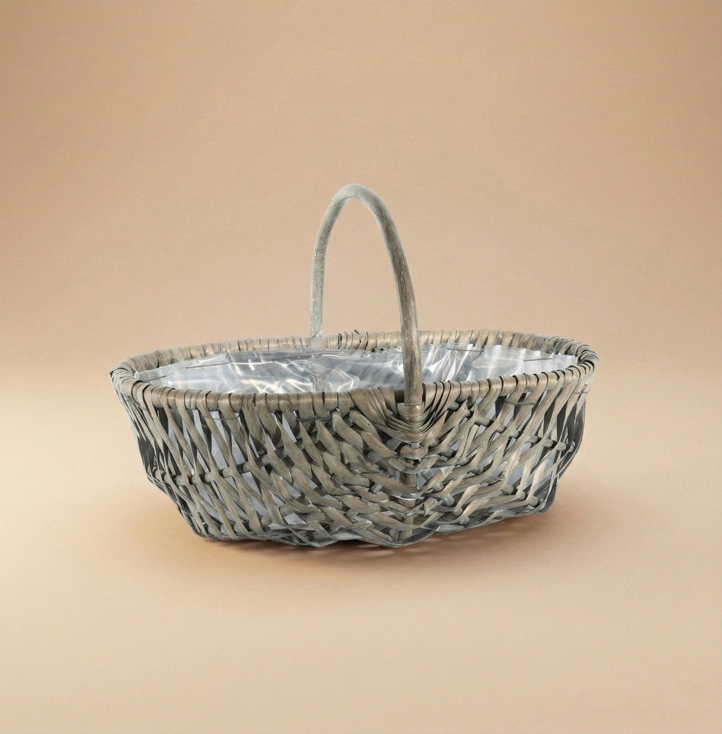 Grey Oval Basket with Handle - bundled joys co.