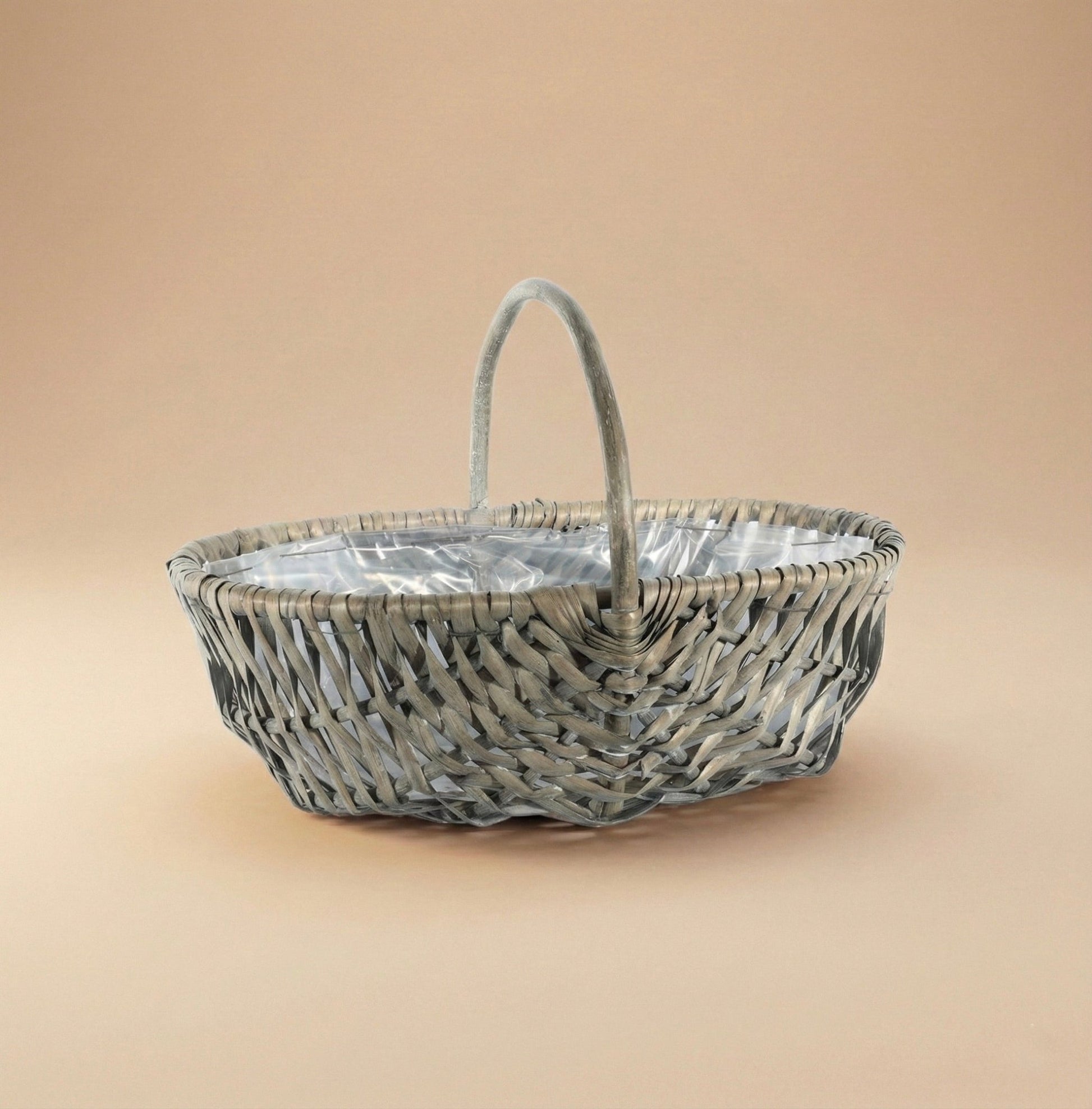 Grey Oval Basket with Handle - bundled joys co.