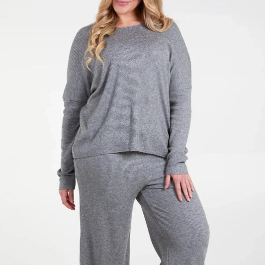 Grey Ribbed Knitted Co - Ord Set - bundled joys co.
