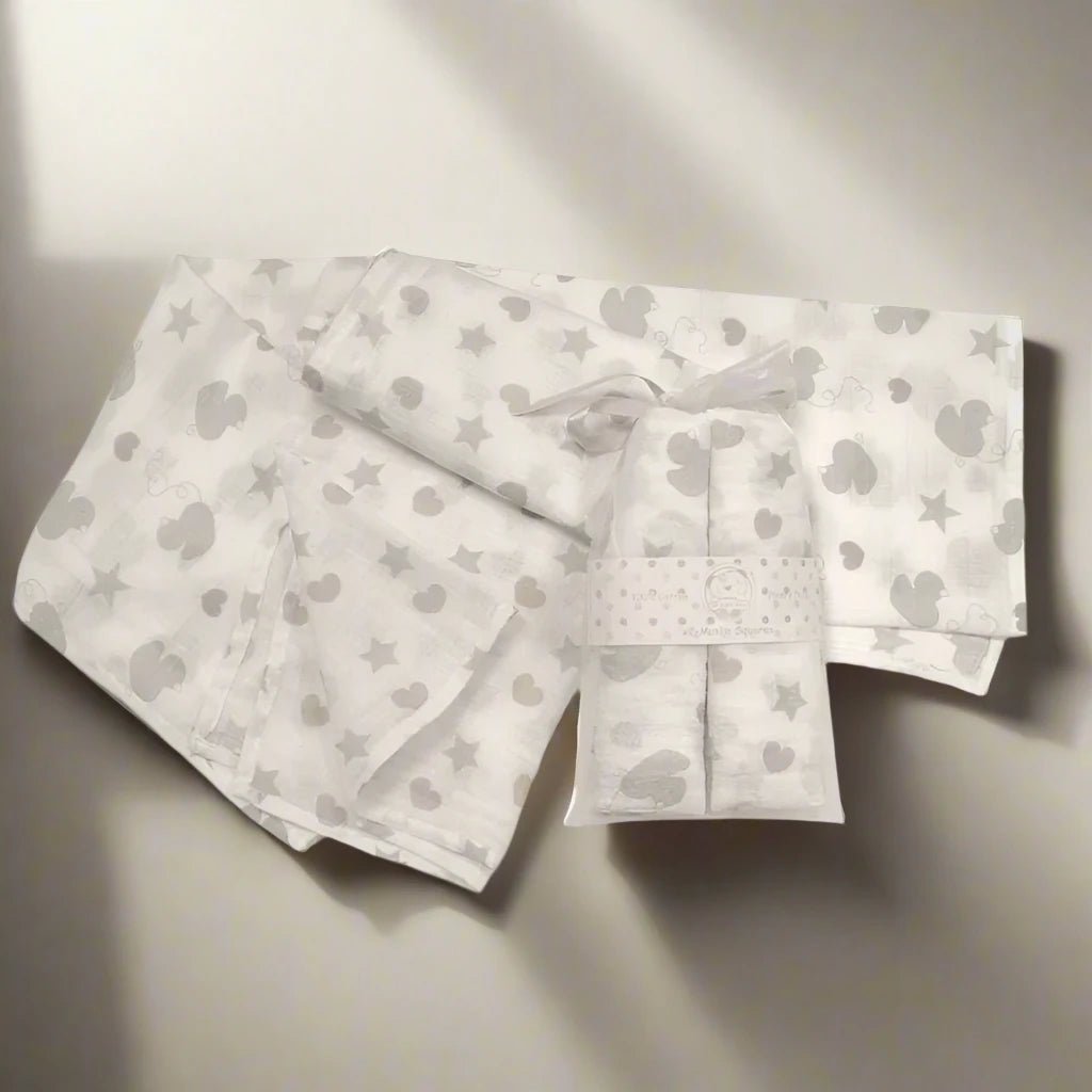 Hearts and Stars Muslin Square - bundled joys co.