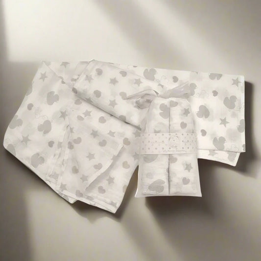 Hearts and Stars Muslin Square - bundled joys co.