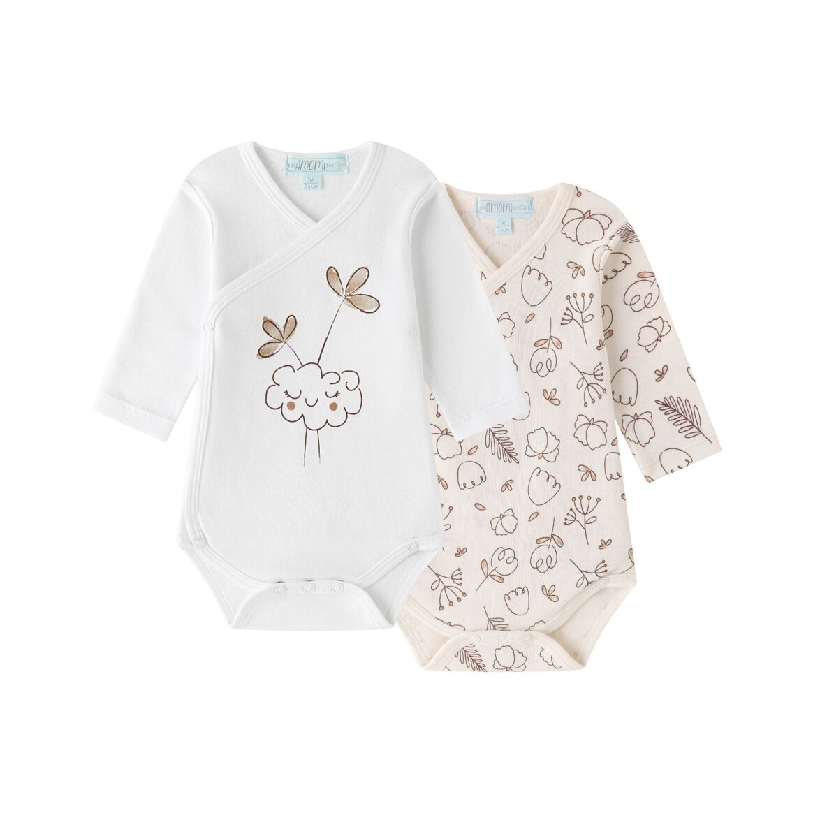 Long Sleeve Footless Baby Bodysuit - Cloud - bundled joys co.