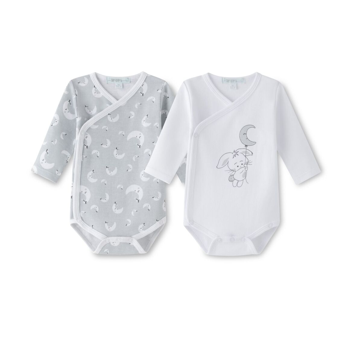 Long Sleeve Footless Baby Bodysuit - Moon - bundled joys co.