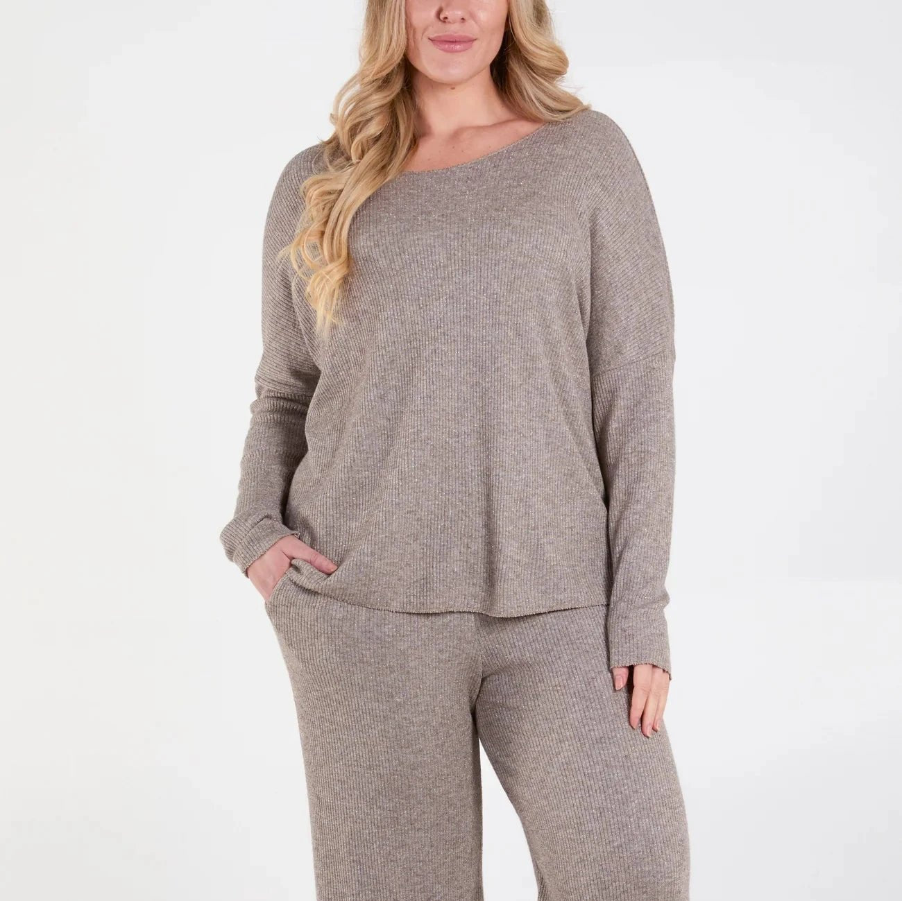 Mocha Ribbed Knitted Co - Ord Set - bundled joys co.