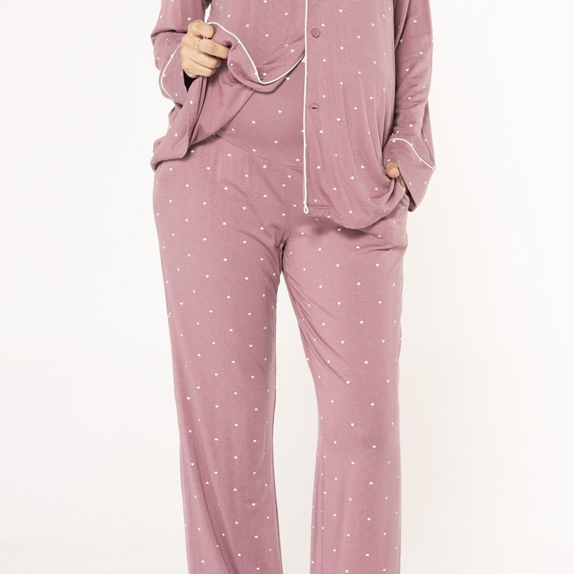 Purple Pyjama Heart Nursing Shirt and Trousers - bundled joys co.