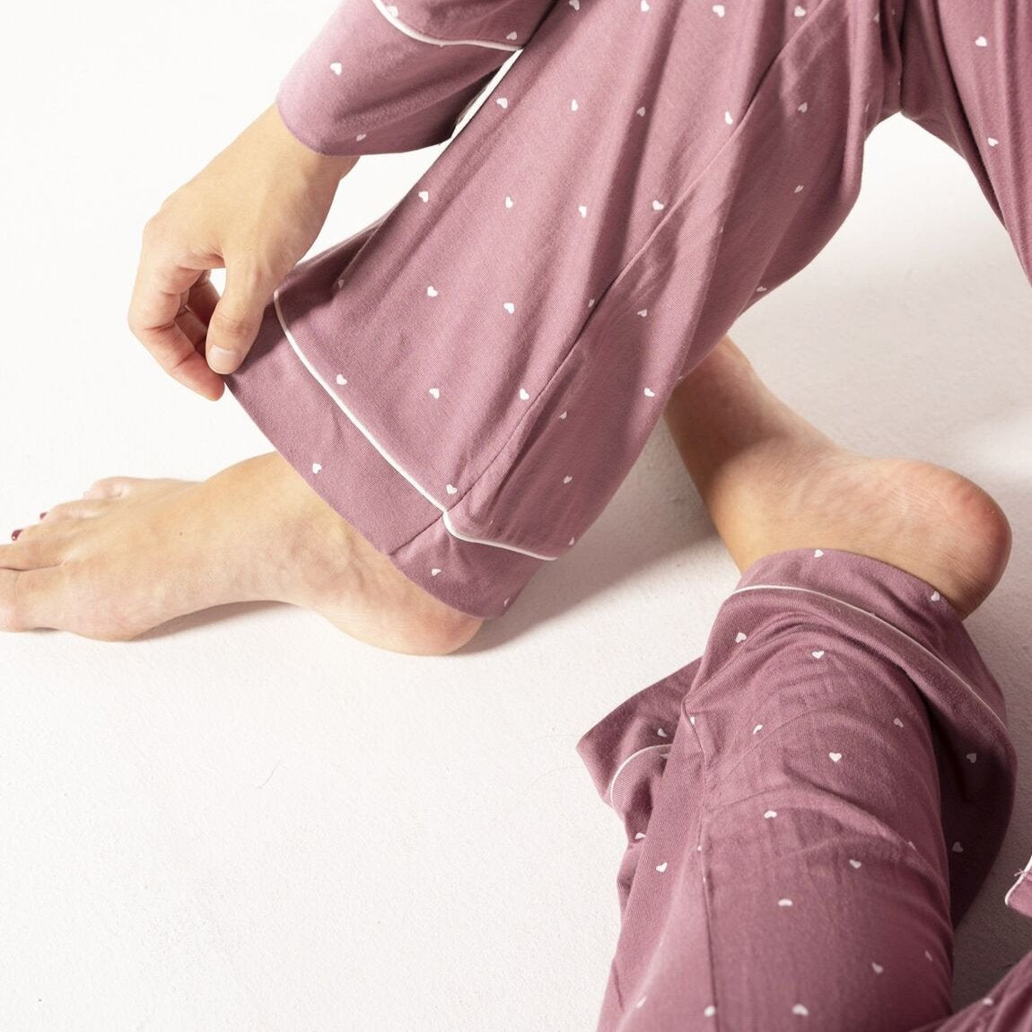 Purple Pyjama Heart Nursing Shirt and Trousers - bundled joys co.