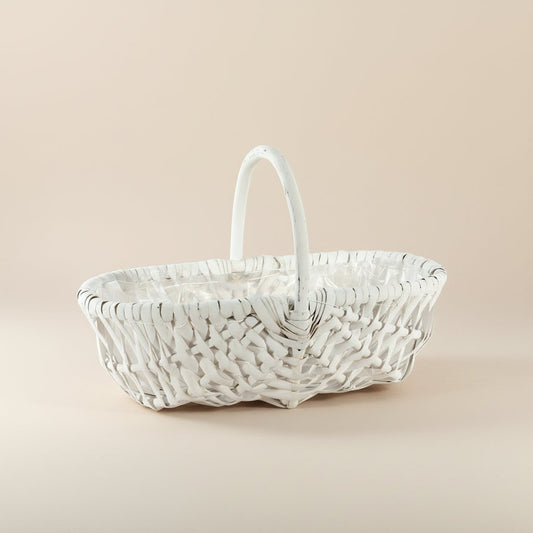 White Oval Basket with Handle - bundled joys co.