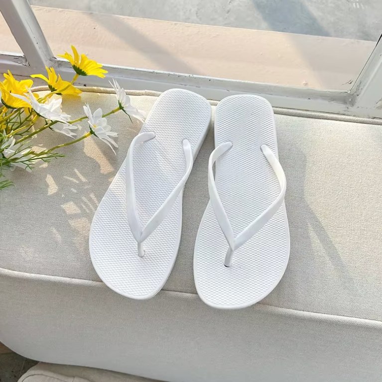 White Shower Flip Flops - bundled joys co.