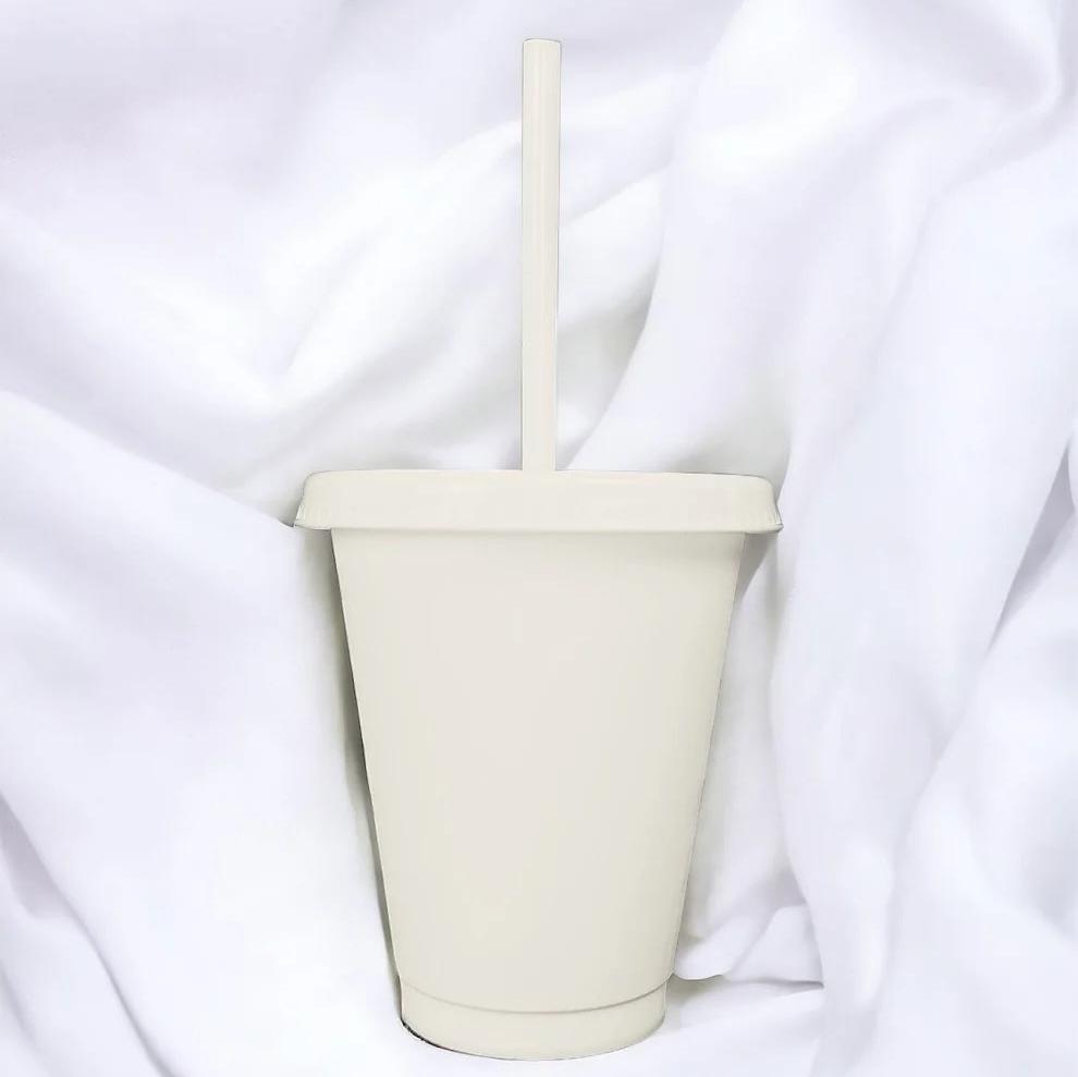 White Straw Cup - bundled joys co.